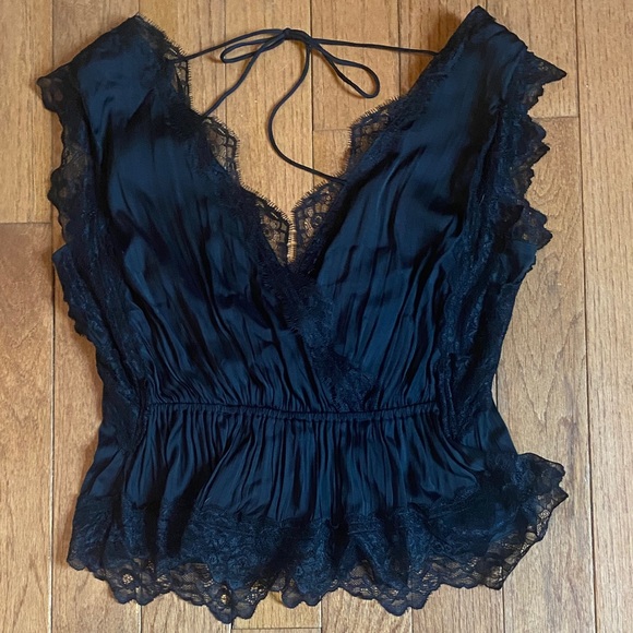 Anthropologie Black Lace Trim Sleeveless Top - Picture 8 of 9